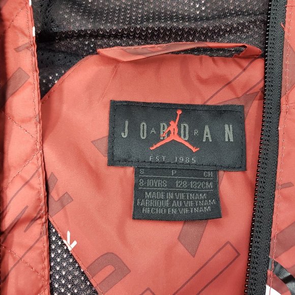 Jordan Boy's All Over Logo Windbreaker Jacket with Hood Rain Jacket Size  S 8/10 - Picture 5 of 6